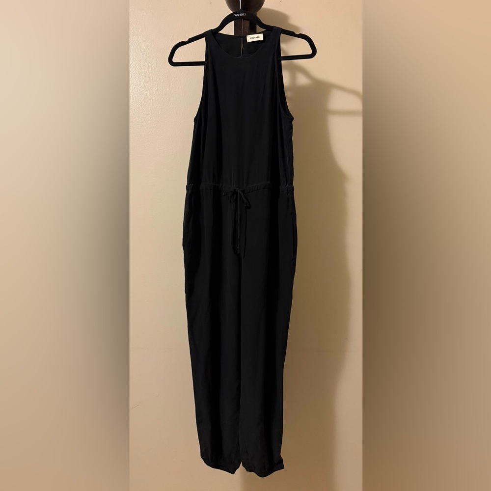 L’AGENCE Black 100% Silk Jumper,Tag faded:P2P Unstretched-17.5”/Stretched-18.5”